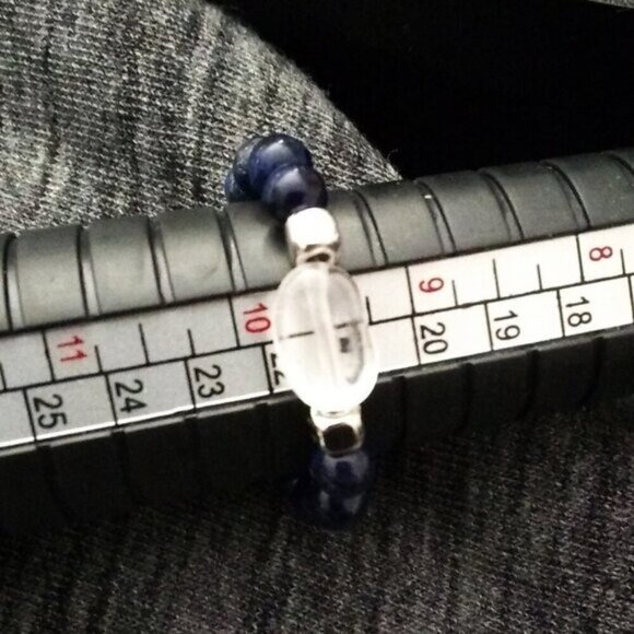 Slim Thumb Ring! Lapis Lazuli Beads + Quartz Nugget Ring Sz 9.5 ~ Sleek & Sexy - Picture 2 of 9